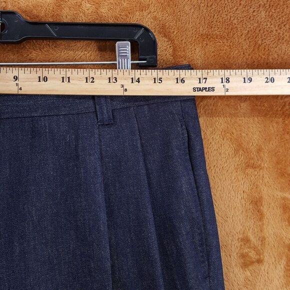 HUGO BOSS Pants Mens Size 32 Navy Relaxed Pleated Denim Effect Virgin Wool $645 - Picture 8 of 11